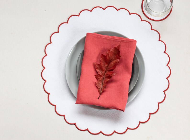 Coral cloth napkins bulk linen napkins set wedding cocktail Etsy