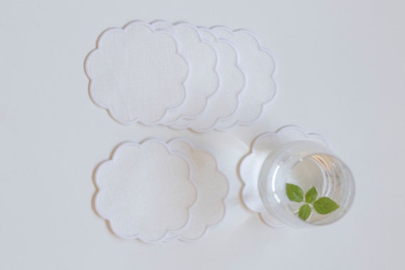 Round white coasters deals