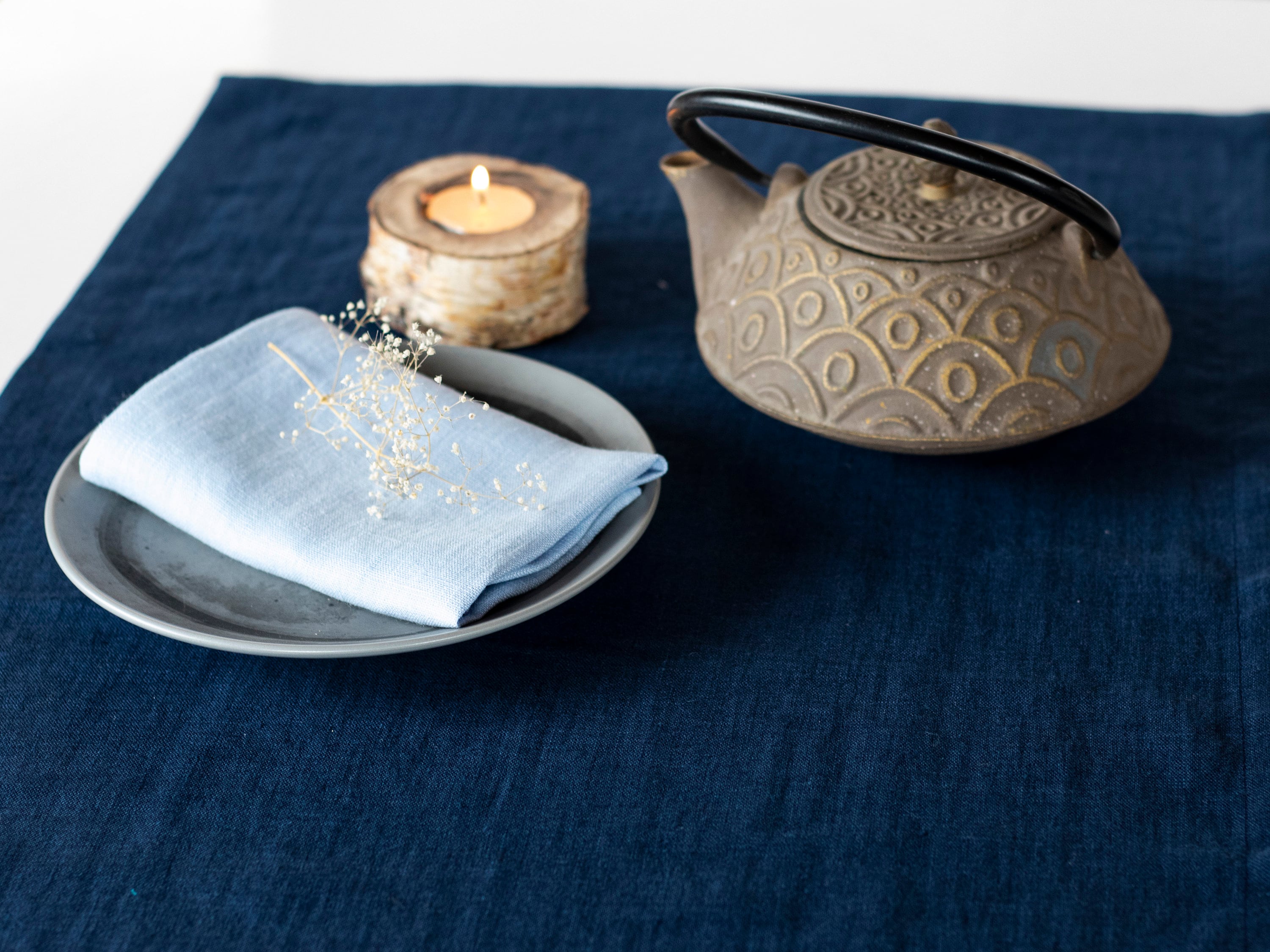 Navy Blue Linen Table Runner or Tablecloth for Table Decor Etsy