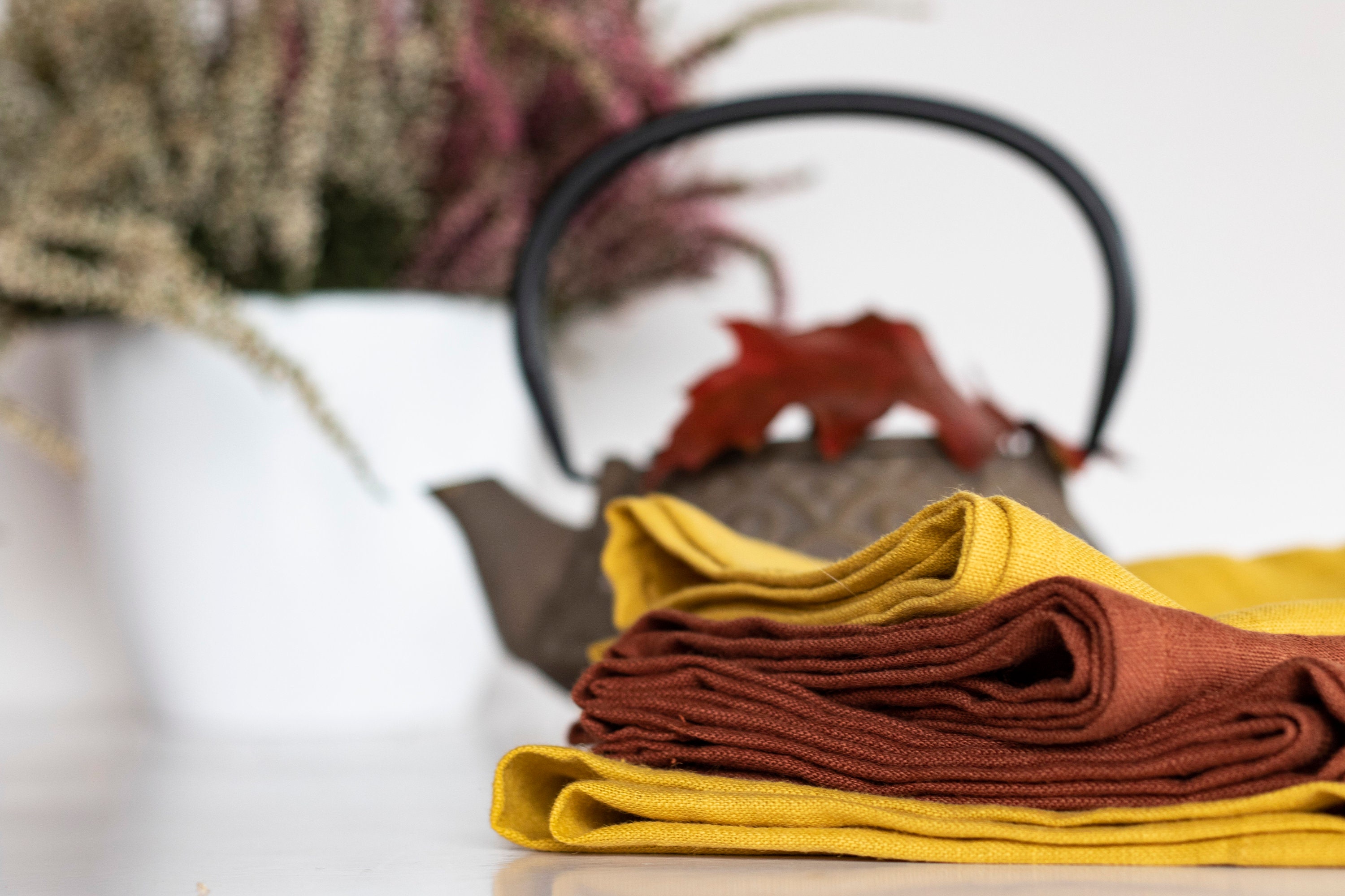 Burnt Orange Napkins Set Linen Napkins Set Wedding Cocktail Etsy