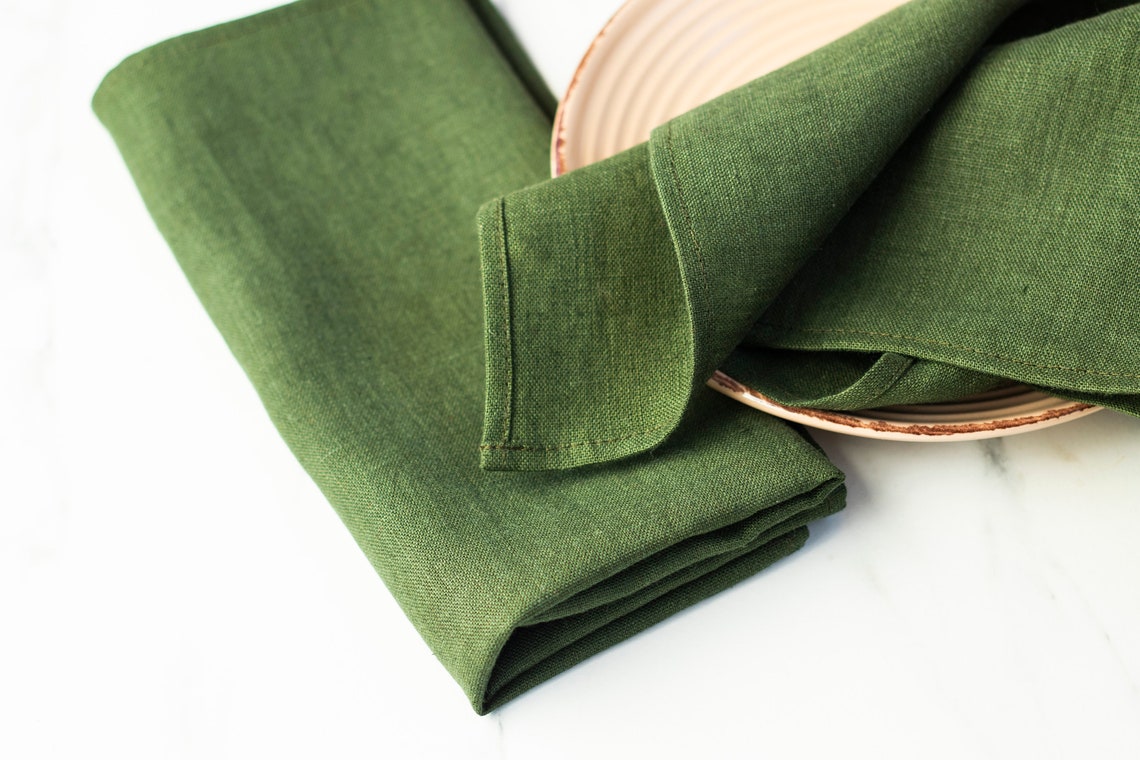 Green napkins Cloth napkins Personalized napkins Zero waste Etsy
