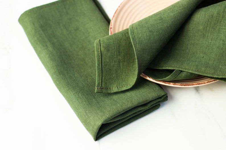 Green Napkins Cloth Napkins Personalized Napkins Zero Waste Etsy