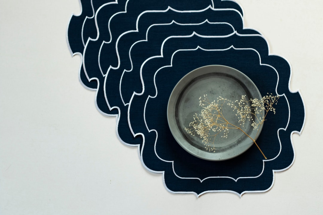 Navy Linen Small Table Mats With White Trim for Table Decor Etsy