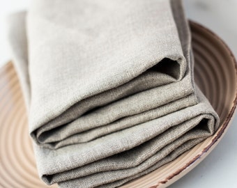 Softened natural linen dinner napkins bulk for party table decor Linen napkins set Small linen cloth napkins 12x12'' size