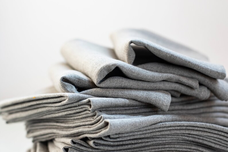 Gray napkins Natural linen cloth napkins bulk Wedding napkins for table decor Napkins bulk Large unpaper napkins Embroider napkin available image 1