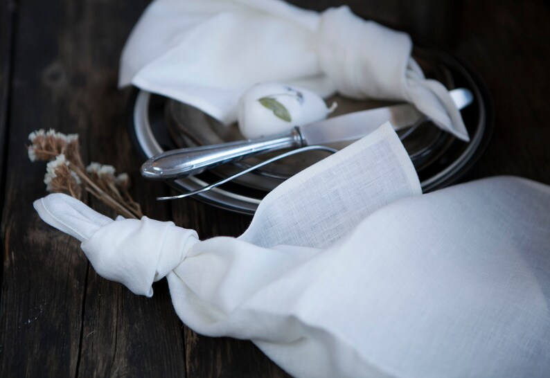 Embroider Linen Napkins White Linen Cloth Napkins Bulk Wedding Etsy