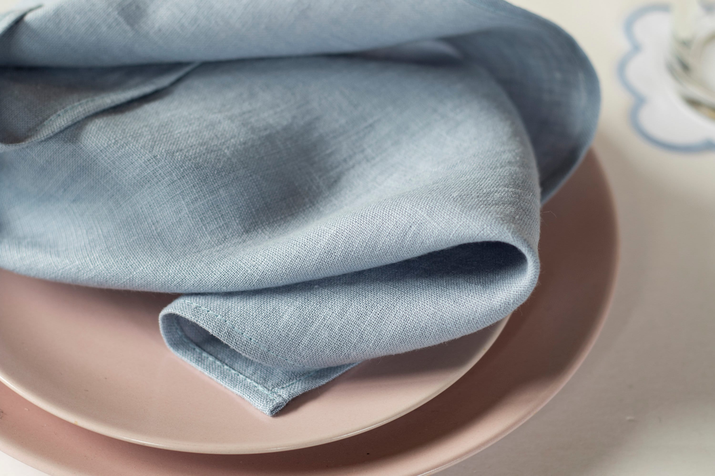 Blue Cloth Napkins Bulk Pale Blue Linen Napkins Linen Napkins Etsy