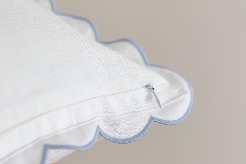 NapkinsWorld Linen Scalloped Edge Pillow Cover