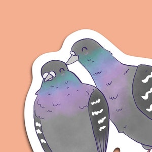 Nuzzling Cuddly Kissing Pigeons Sticker