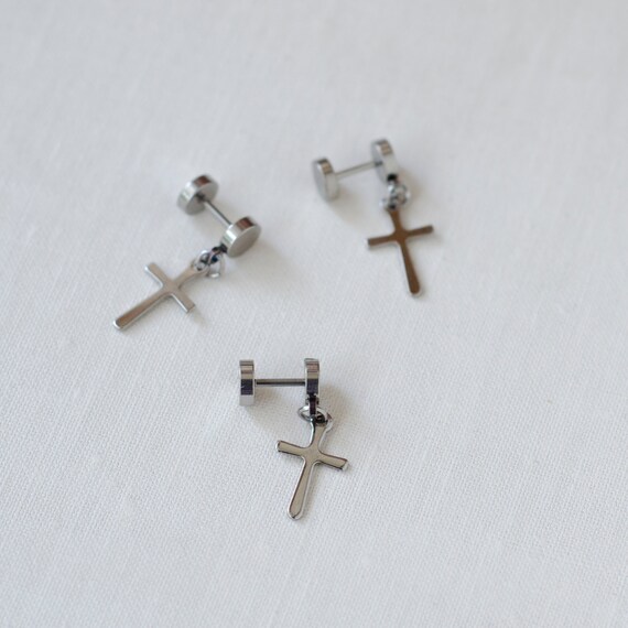 Stainless steel cross earrings hotsell