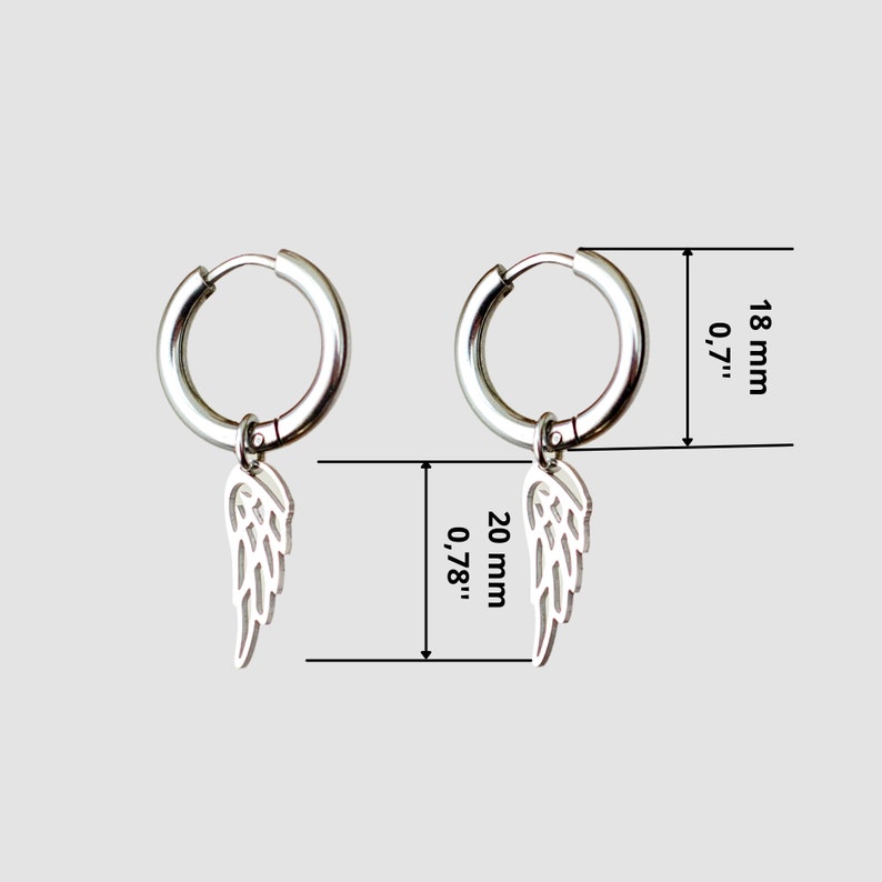 Wings Earrings for Men Angels Earrings Men Hoop Dangle Earrings Men