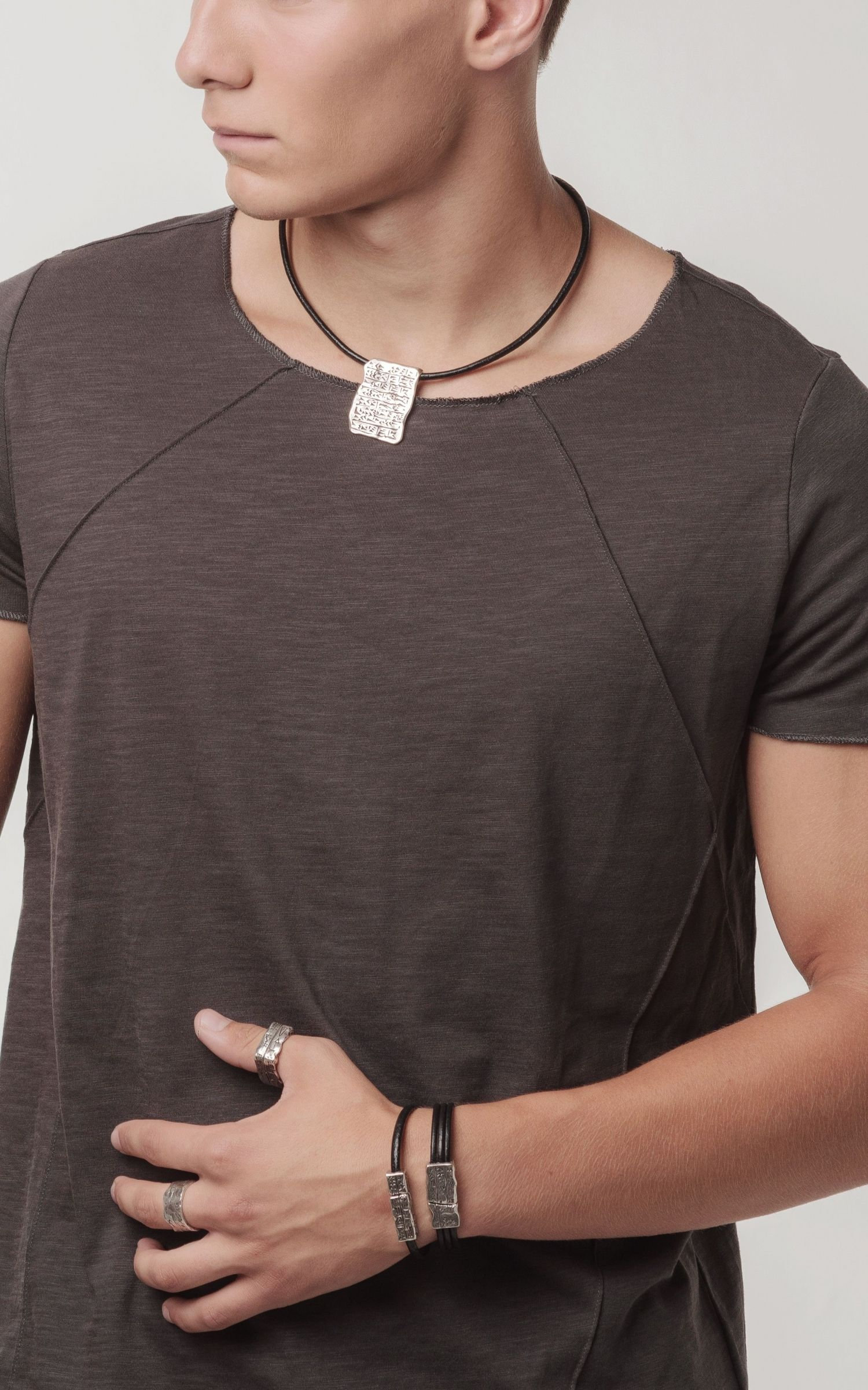 Mens Choker Necklace Men Silver Pendant Necklace Gift for Him Etsy UK