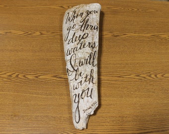 Thru Deep Waters Wall Art, Driftwood Wall Décor, Scripture Wall Art