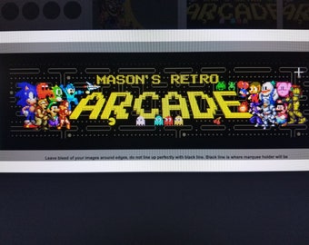 Retro Arcade Pixel artwork - Video Game Arcade Bartop pixel character art - Custom MARQUEE ONLY