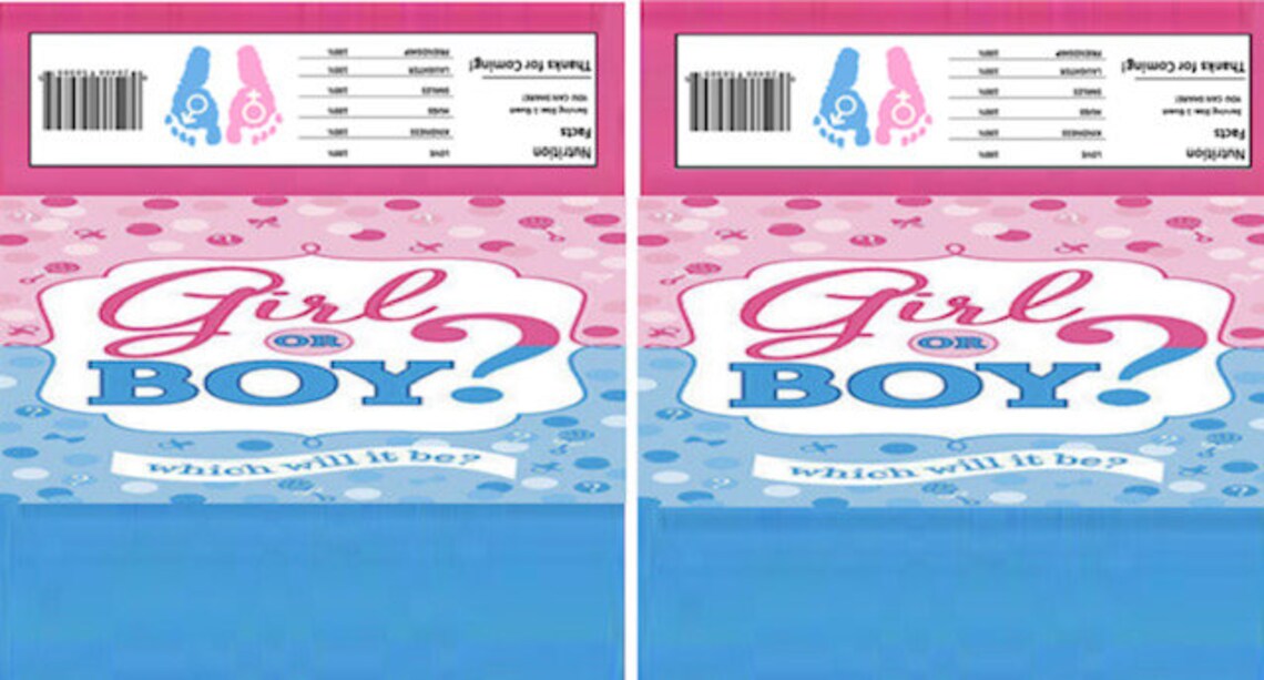 Gender Reveal Hershey Candy Bar Wrappers Printable Digital Etsy