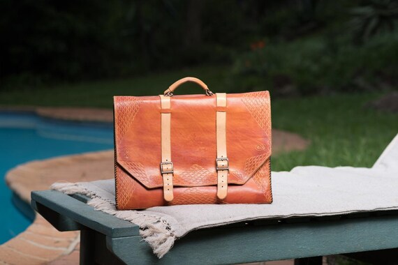 tan leather satchel bag