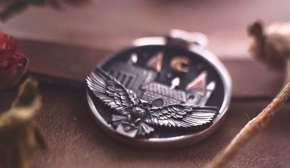 Silver handcrafted pendant, Silver owl pendant, pendant with owl