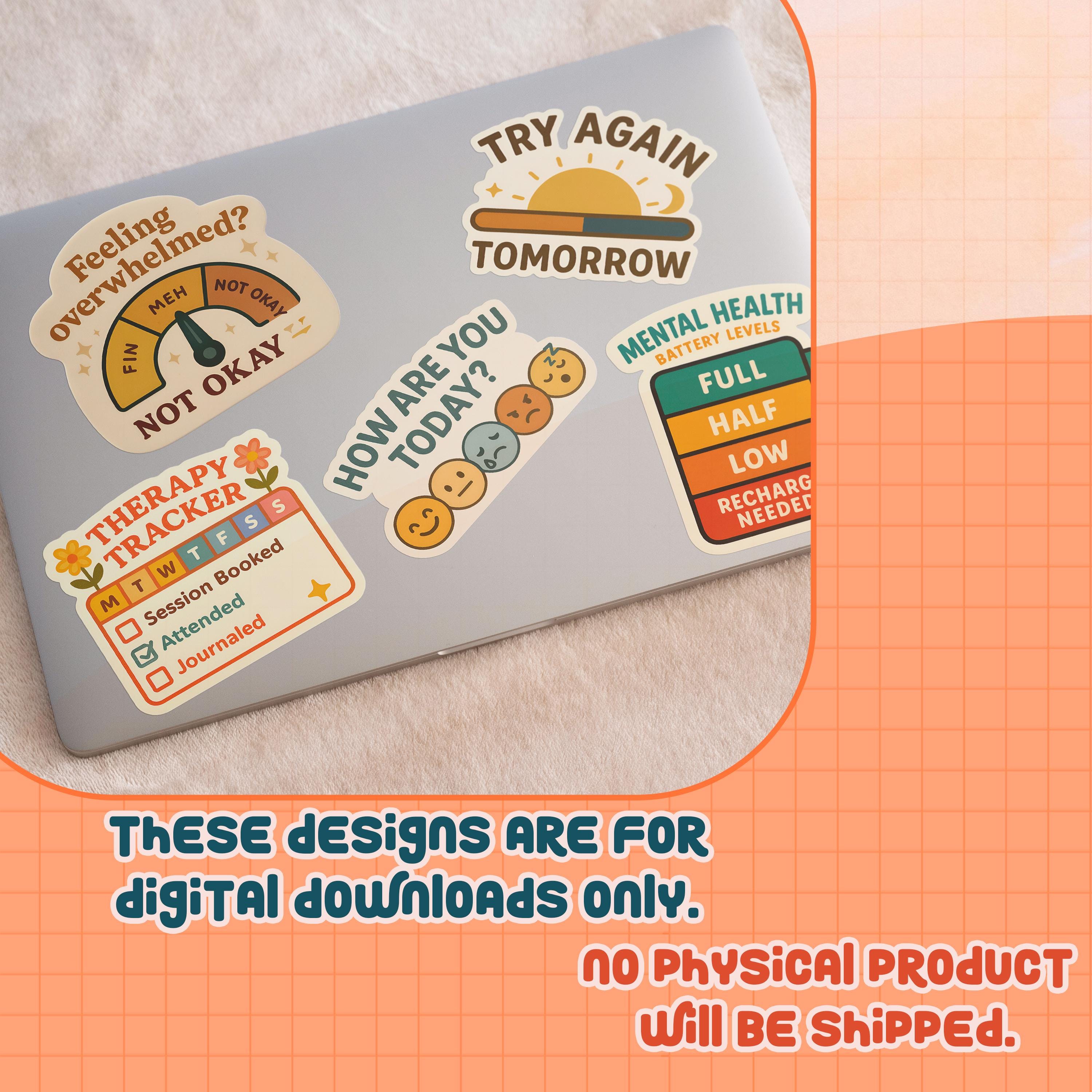 Mental Health Awareness Sticker Pack of 5, Digital Stickers, Printable ...