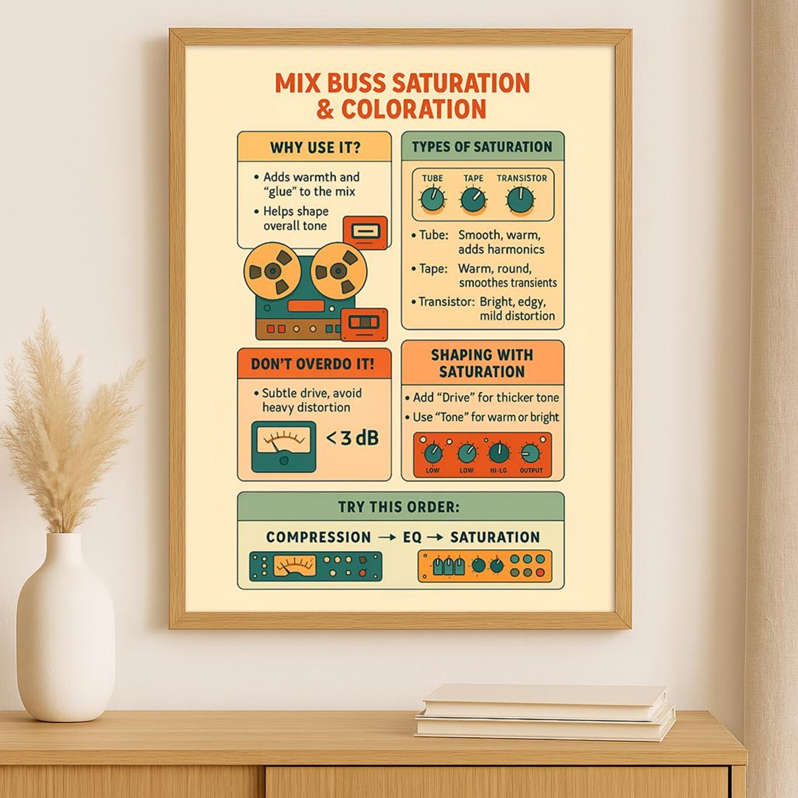 Mix Buzz Saturation Guide Poster, Audio Mixing Cheat Sheet Poster ...