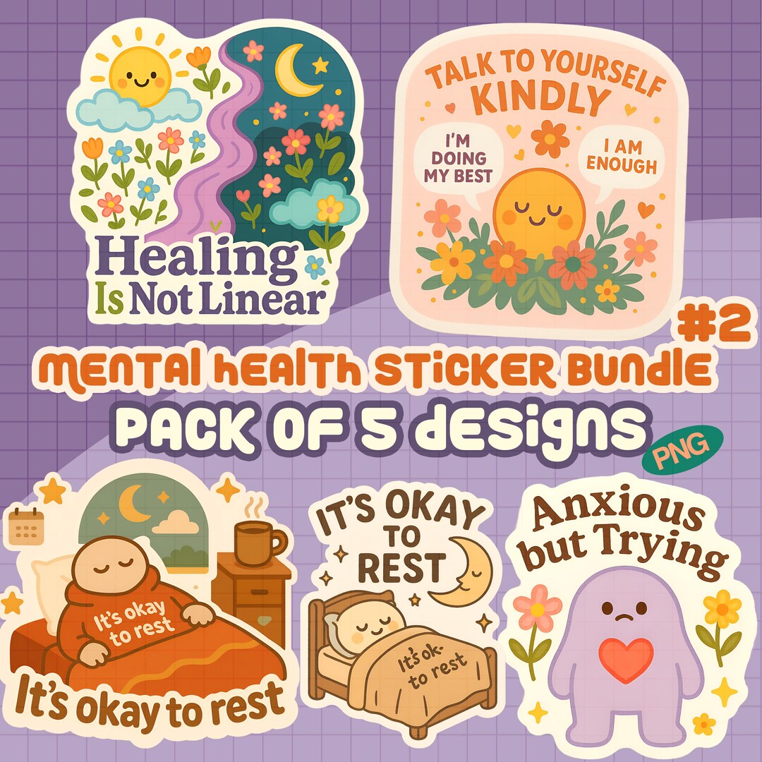 Mental Health Awareness Sticker Pack of 5 (set 2) Digital Stickers ...