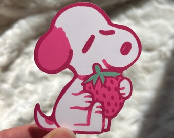 strawberry snoopie vinyl sticker