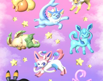 Dreamy eveelutions pkmn sticker sheet