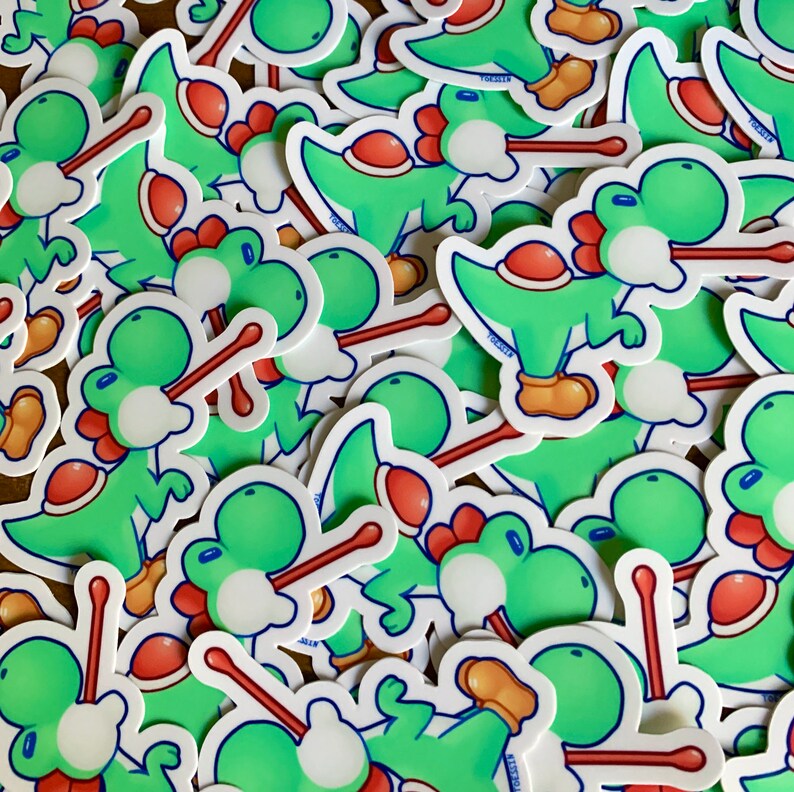 Yoshi Licking Vinyl Sticker Mario Nintendo Etsy