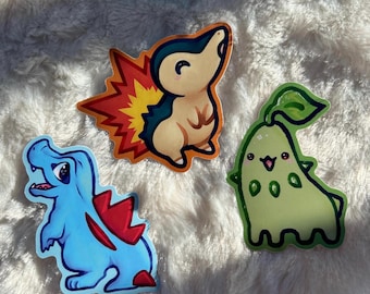Chikrita, totadile, cyndiqil Pokmon sticker kawaii