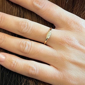 14K Gold Dünner Ring, zierlicher Ring für Frauen, Boho Diamanten Ring, Minimalistischer Ring, Stapelbarer Ring, Einfacher Goldring, Lässiger Goldring
