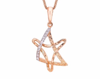 14k Solid Gold Rose gold Magen David , Star of David Diamond Necklace, Judaica Jewelry, Jewish Star Gift, Religious Star, Bat Mitzvah Gift