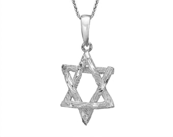 14k White Gold Magen David Necklace, Star Of David Charm, David Star Pendant, Jewish Star Necklace, Jewish Necklace, Judaica Jewelry