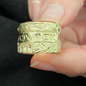 14K Gold Jerusalem Ring, Jewish Wedding Ring, If I Forget Jerusalem Ring, Gold Hebrew Ring, Israel Jewelry, Wide Band Ring, Gold Bible Ring
