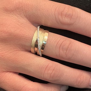 14K Solid Gold Women’s Wedding Band, Wide Diamonds Band, Contemporary Ring ,Valentine&#39;s Day Gift