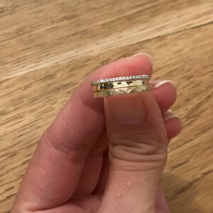 14k Gold Triple Gold Ring, Diamond Row Ring, Textured Gold Ring, Handmade Ring, Wedding Gold Ring, Matt Gold Ring, Elegant Gold Ring