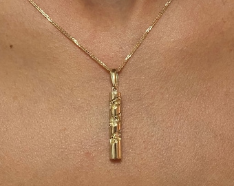 14K Gold Mezuzah Necklace, Mezuzah Pendant with Scroll, Gold Jewish Pendant, Hebrew Necklace, Jewish Necklace, Israeli Jewelry