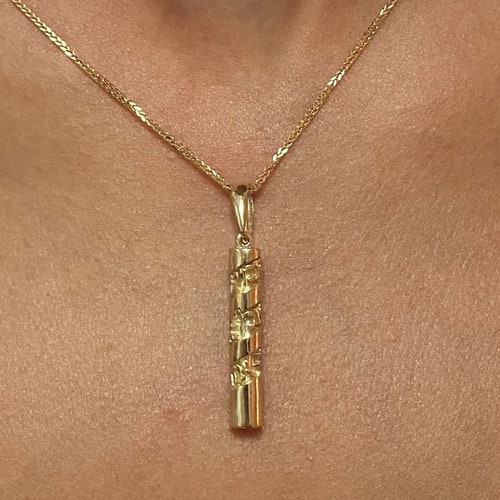 14K Gold Mezuzah Necklace Mezuzah Pendant With Scroll Gold - Etsy