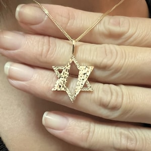 14k Gold Star Of David Necklace, Magen David Charm, David Star Pendant, Jewish Star Necklace, Jewish Necklace, Judaica Jewelry