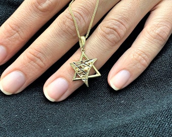 14k Gold Jewish Star Necklace, Gold Star Of David, Jewelry From Israel, Star Of David Chain, Judaica Jewelry, Golden Star Necklace