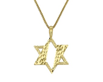 14k Gold Star Of David Necklace, Magen David Charm, David Star Pendant, Jewish Star Necklace, Jewish Necklace, Judaica Jewelry