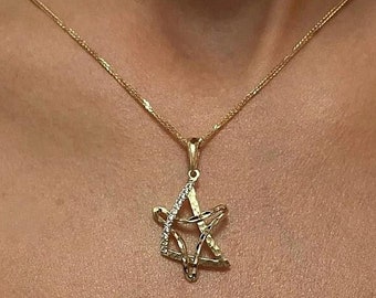 14k Gold Magen David Necklace, Diamond Star Of David, Jewish Star Necklace, Star Of David Chain, Special Magen David, Judaica Jewelry
