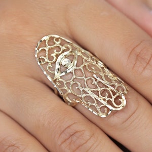 14k Yellow Gold Hamsa Ring, Hand Of Fatima Ring, Evil Eye Ring, Protection Ring