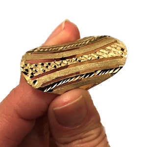 14k Yellow Gold, Textured Gold Ring, Lace Gold Ring, Artisan Ring, Matt Gold Ring, Full Finger Ring, Big Oval Ring, Satin Finish Ring