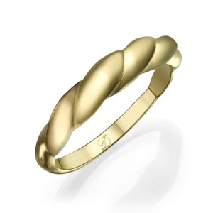 14K Solid Gold Twist Rope Ring, Gold Braided Ring, Dainty Wedding Band For Women, Gold Stacking Ring, Fine Jewelry, Infinity Band