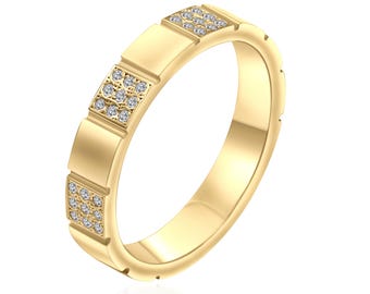 14k Solid Gold Cube Diamond Ring, Statement Gold Rings, Vintage Wedding Ring, Matt Ring, Geometric Cube Ring Gold, Designer Jewelry