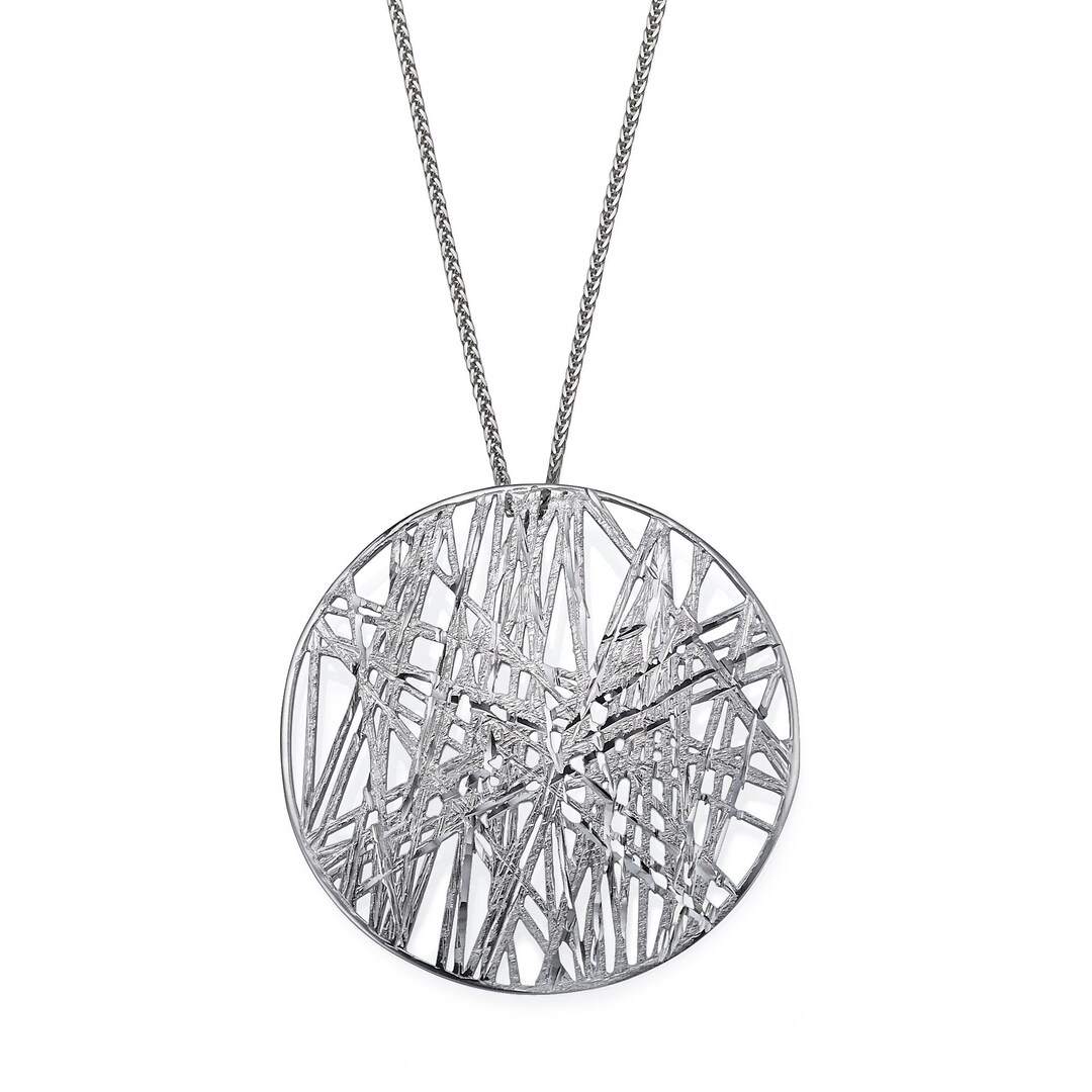 Unique White Gold Pendant, 14k Gold Medallion Pendant, Large Pendent