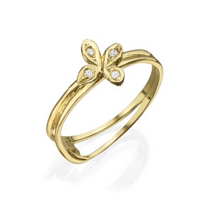 14k Gold Floral Ring, Diamond Flower Ring, Flower Gold Ring, Delicate Ring For Women, Gold Casual Ring, Minimalist Ring