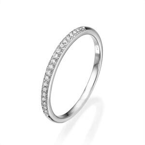 14k White Gold Delicate Diamond Ring, Minimalist Ring, Modern Gold Ring, Sparkle Gold Ring, Bride Wedding Ring, Thin Gold Ring
