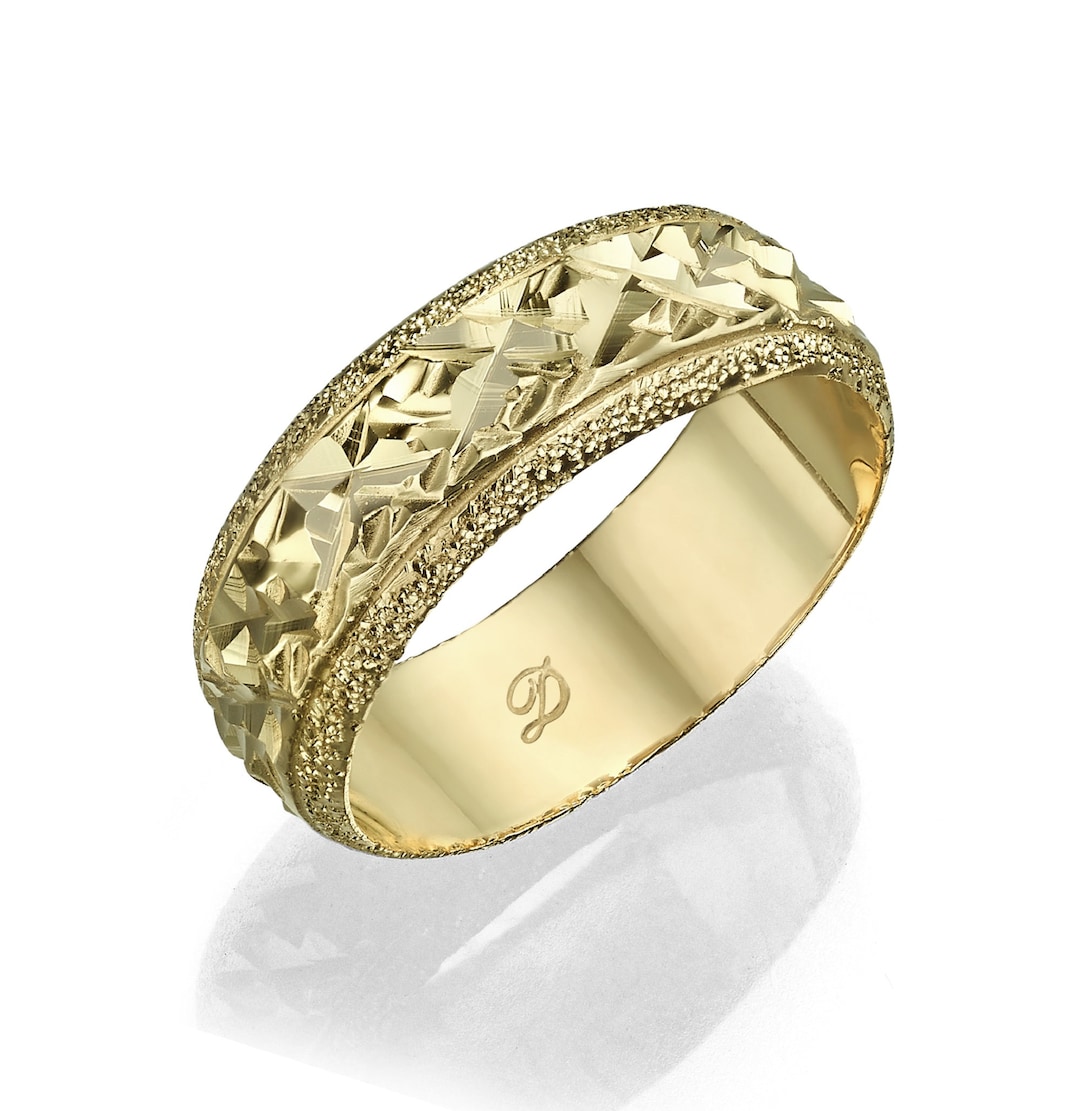 14k Solid Gold Sparkle Gold Ring, Wedding Design Ring, Bride Wedding ...