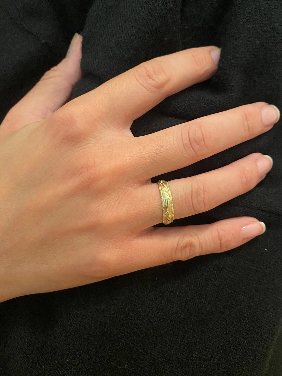 14k Gold Engraving Wedding Ring, Wedding Design Ring, Artisan Gold Ring ...