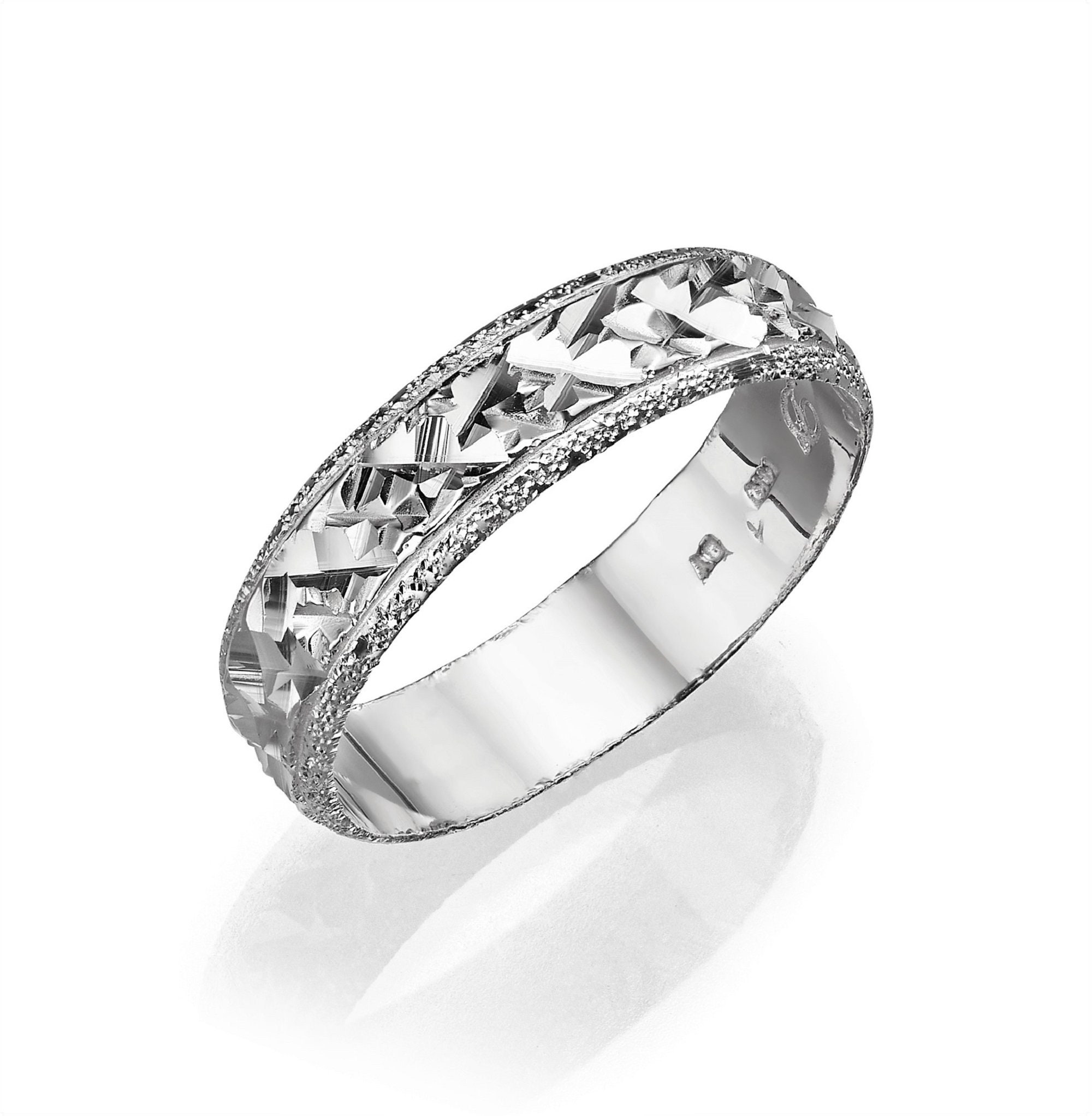 Certified 14k White Gold Star Of David Pendant - Sparkle-Cut & Milgrain-Edged Design, Solid Gold Charm